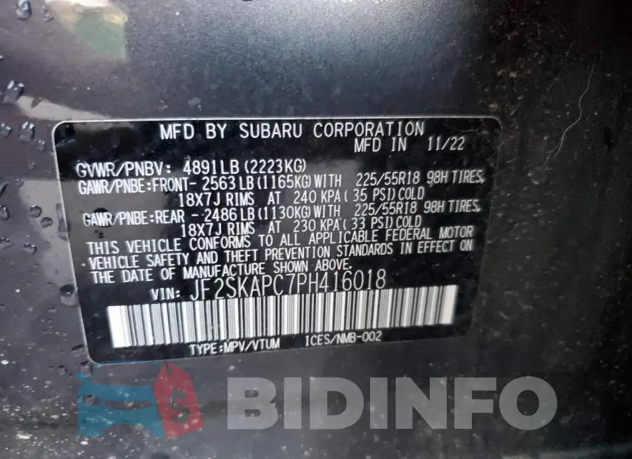 JF2SKAPC7PH416018 Photo# 13