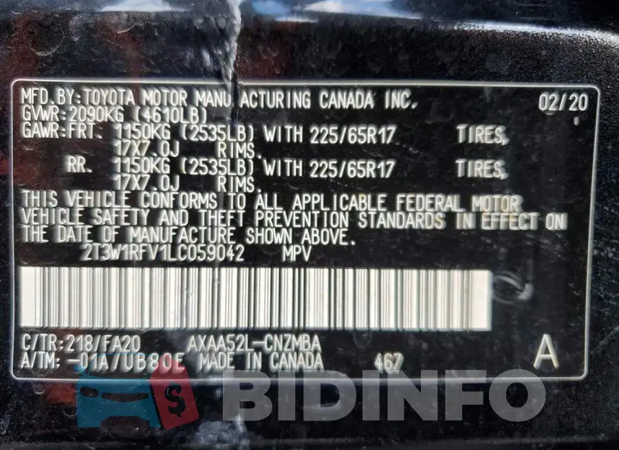 2T3W1RFV1LC059042 Photo# 13