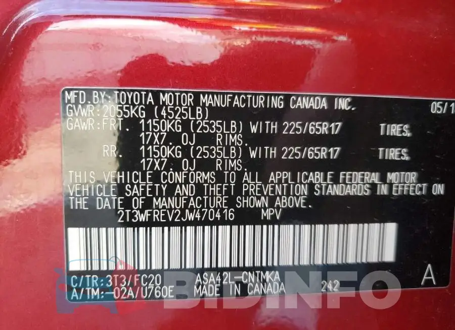 2T3WFREV2JW470416 Photo# 13
