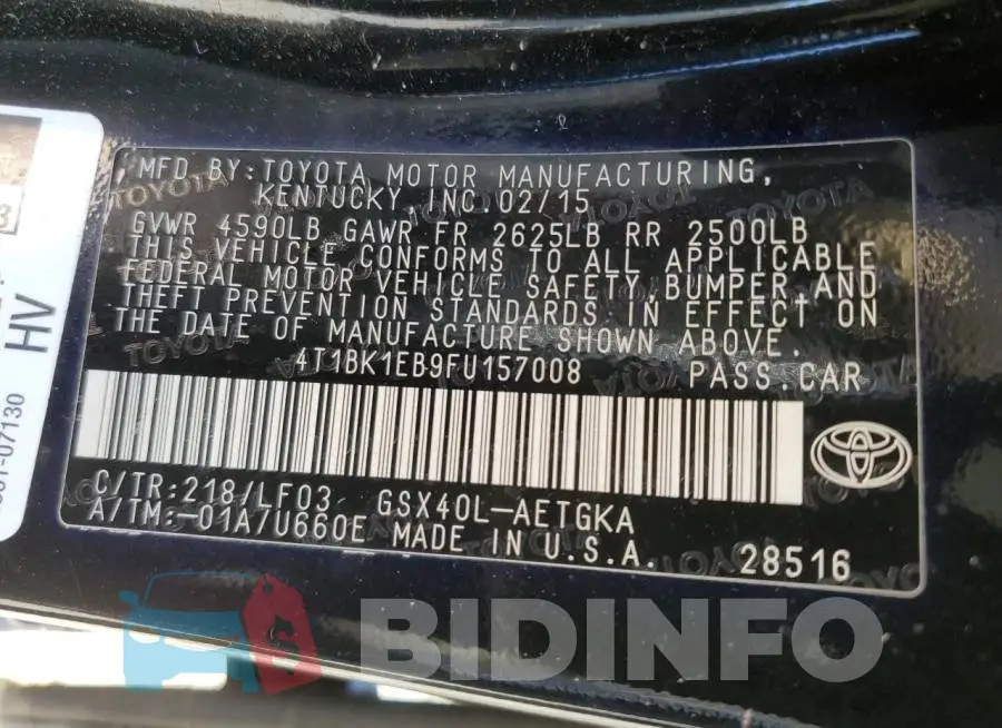 4T1BK1EB9FU157008 Photo# 12