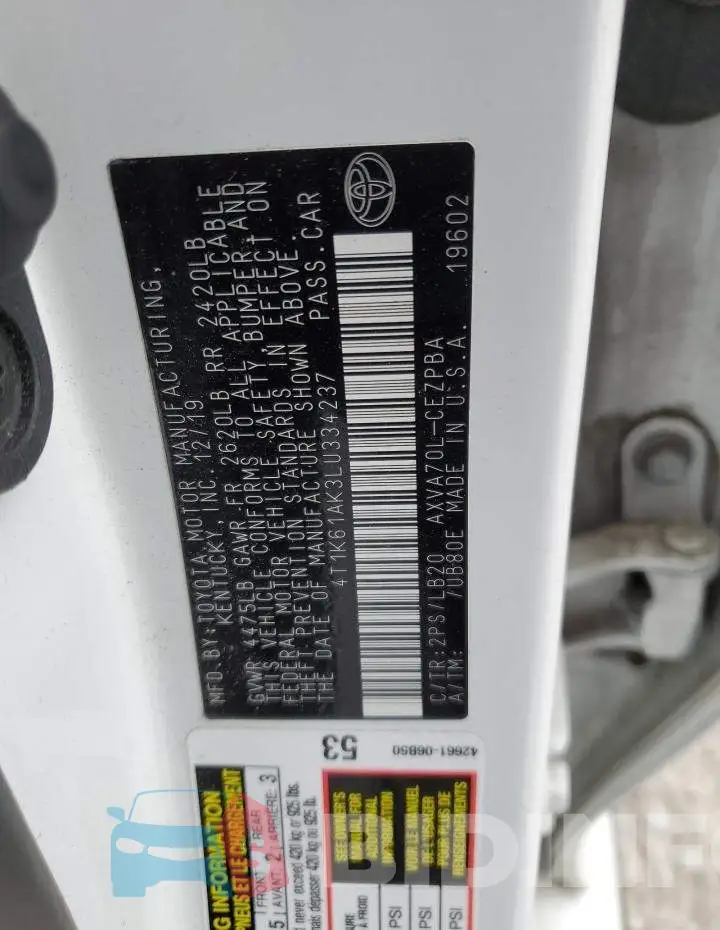 4T1K61AK3LU334237 Photo# 12