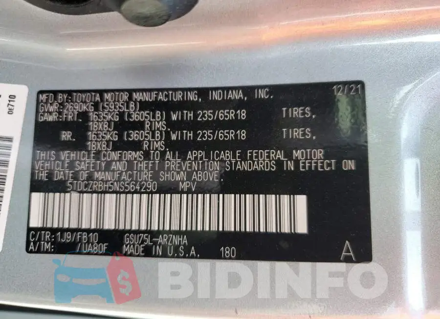 5TDCZRBH5NS564290 Photo# 13