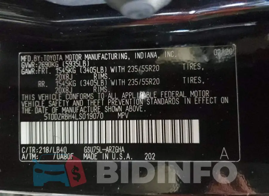 5TDDZRBH4LS019070 Photo# 13