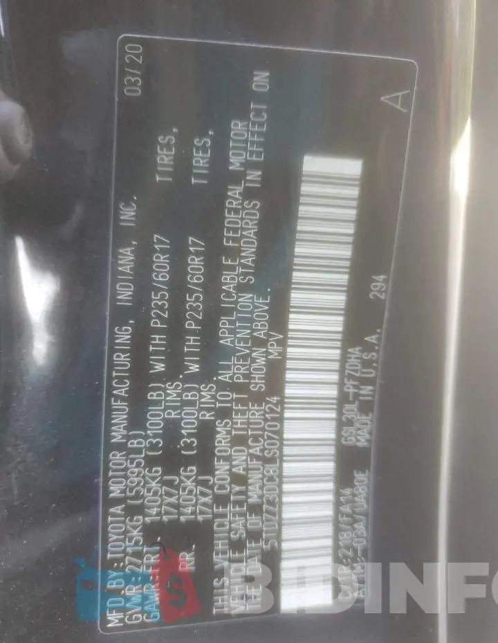 5TDZZ3DC8LS070124 Photo# 13
