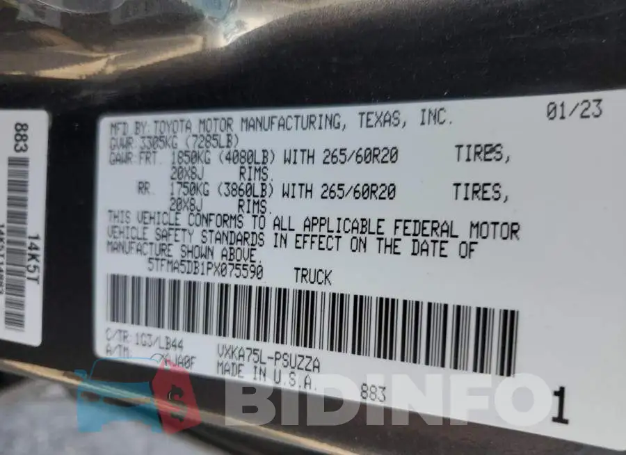 5TFMA5DB1PX075590 Photo# 12