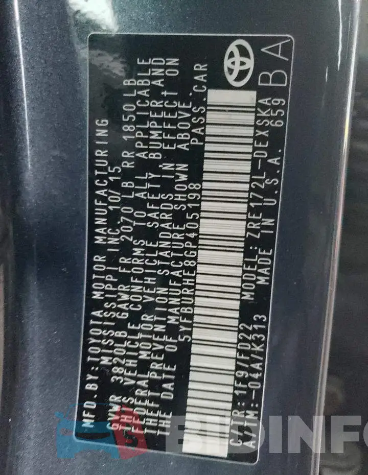 5YFBURHE8GP405198 Photo# 12