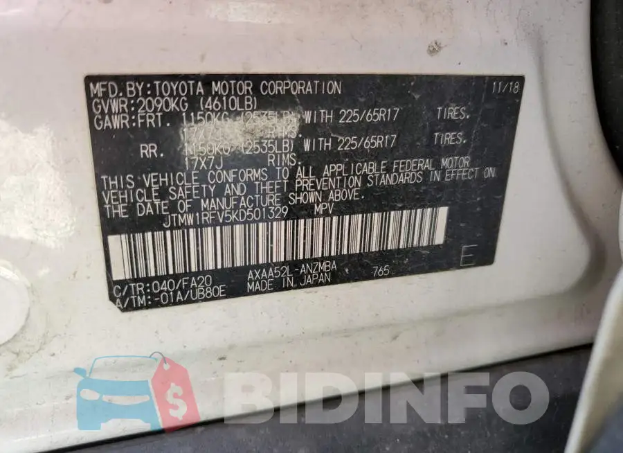 JTMW1RFV5KD501329 Photo# 13