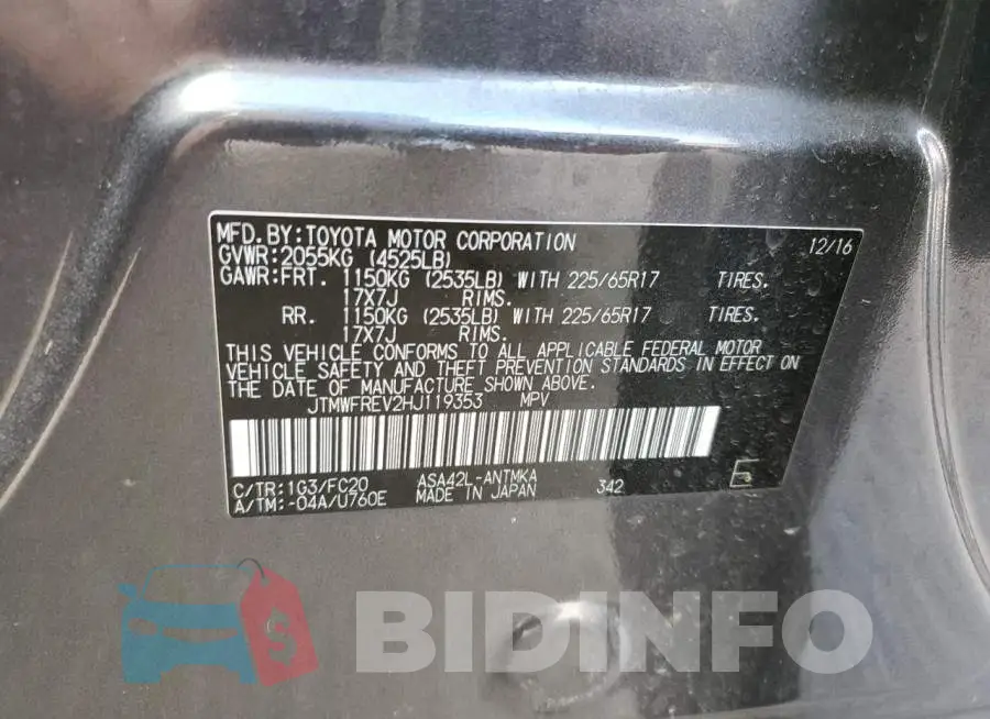 JTMWFREV2HJ119353 Photo# 12
