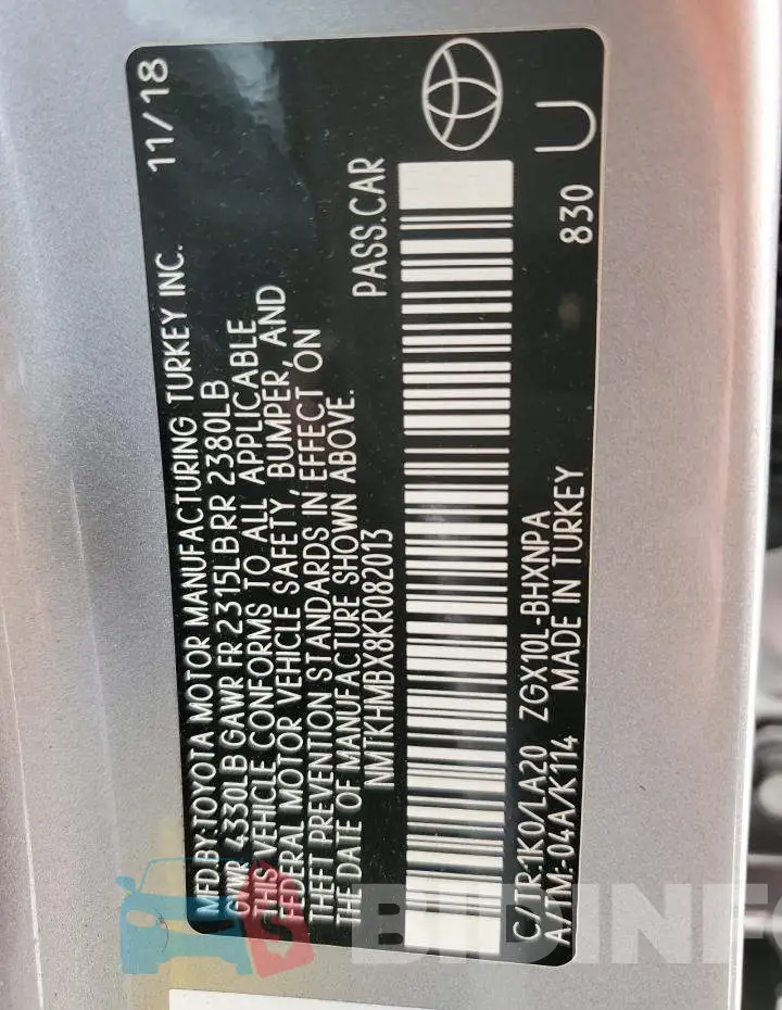 NMTKHMBX8KR082013 Photo# 12