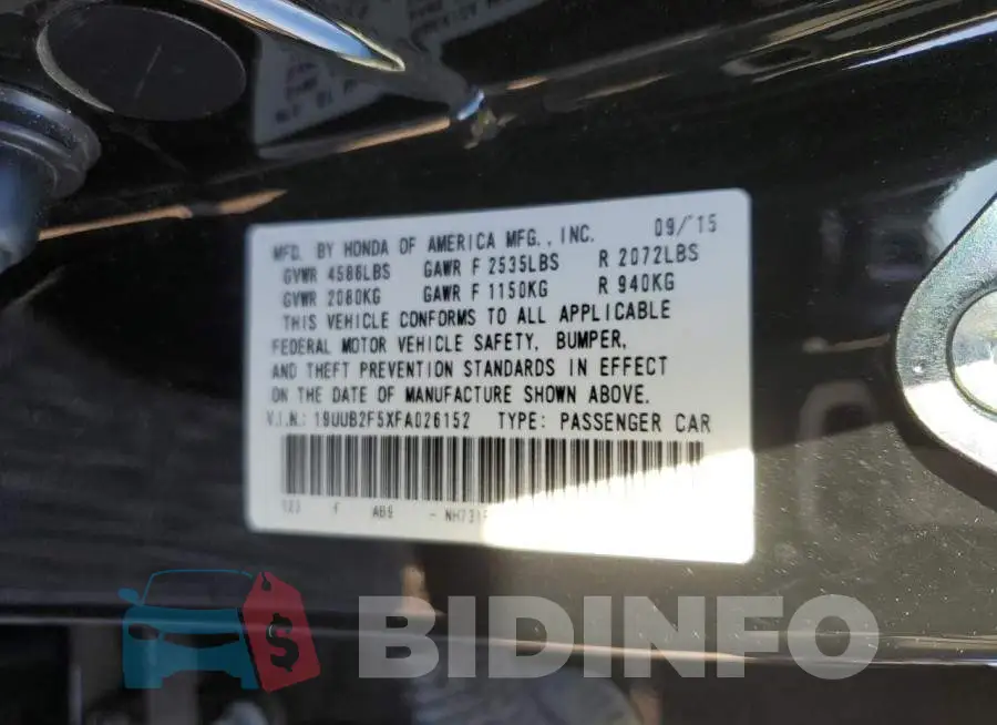 19UUB2F5XFA026152 Photo# 13