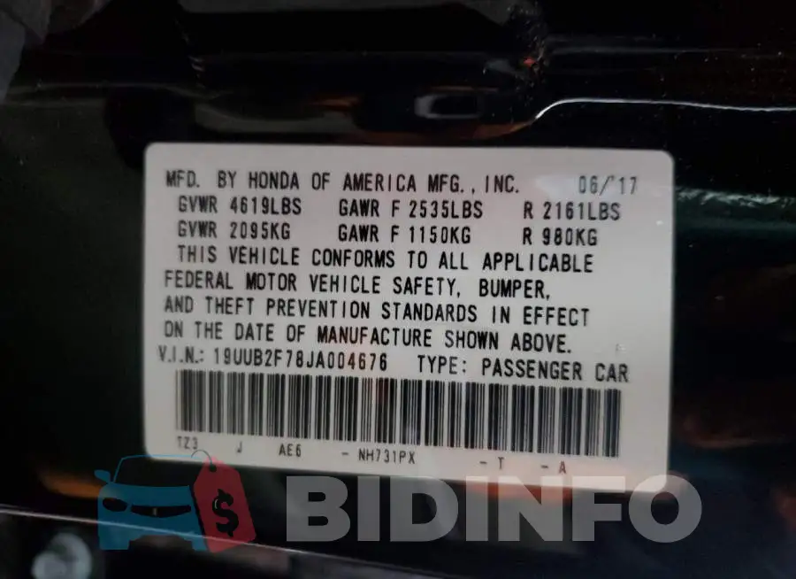 19UUB2F78JA004676 Photo# 12