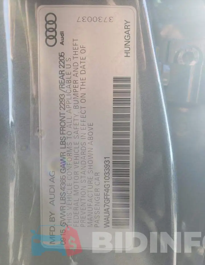 WAUA7GFF4G1033931 Photo# 12