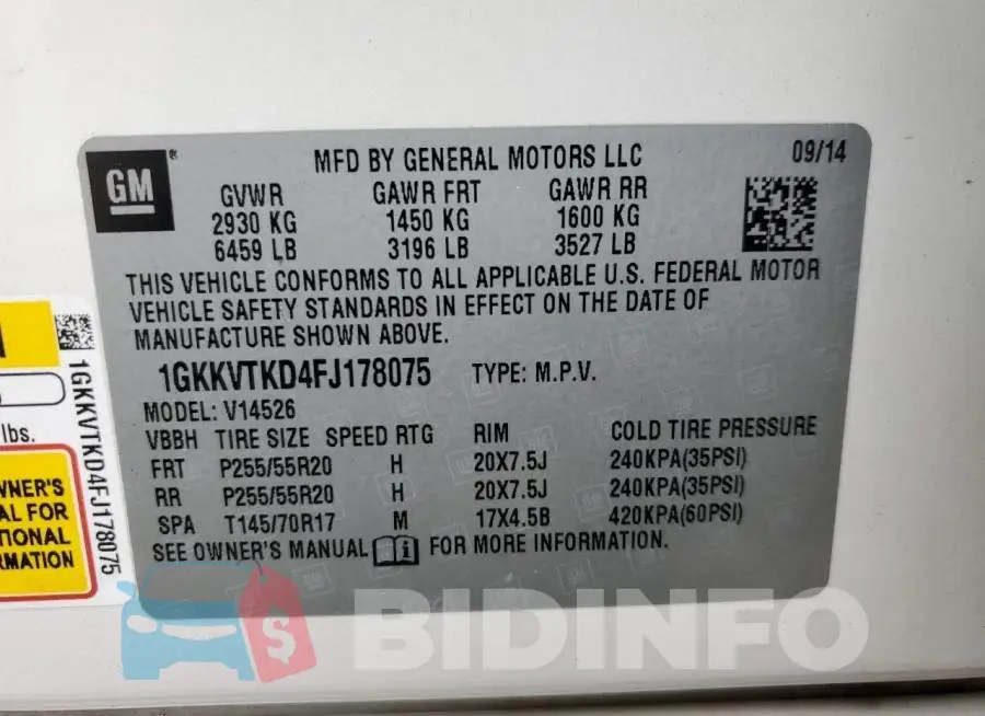 1GKKVTKD4FJ178075 Photo# 13