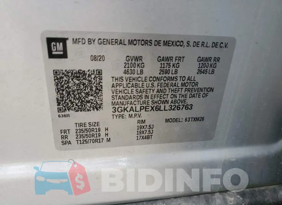 3GKALPEX6LL326763 Photo# 12