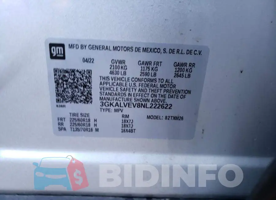 3GKALVEV8NL222622 Photo# 14