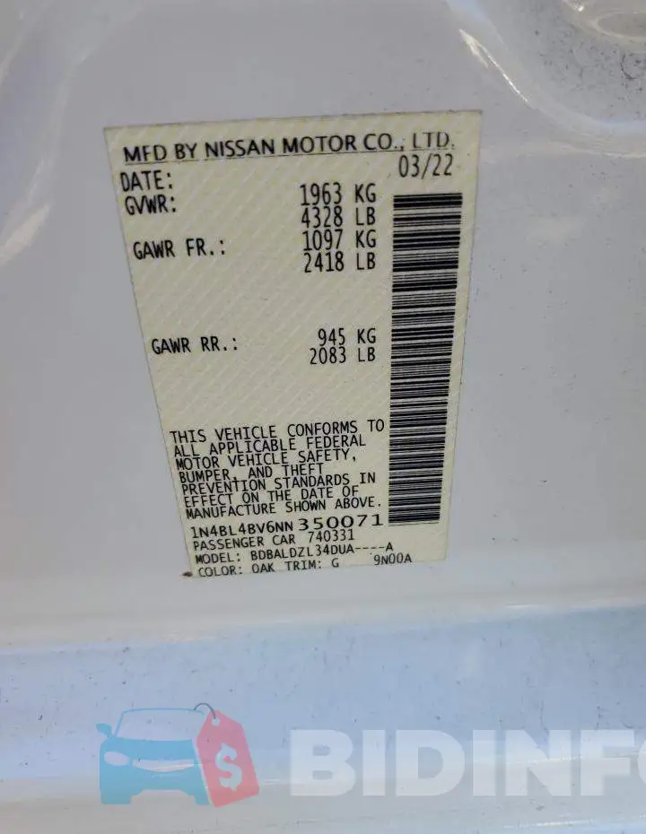 1N4BL4BV6NN350071 Photo# 12