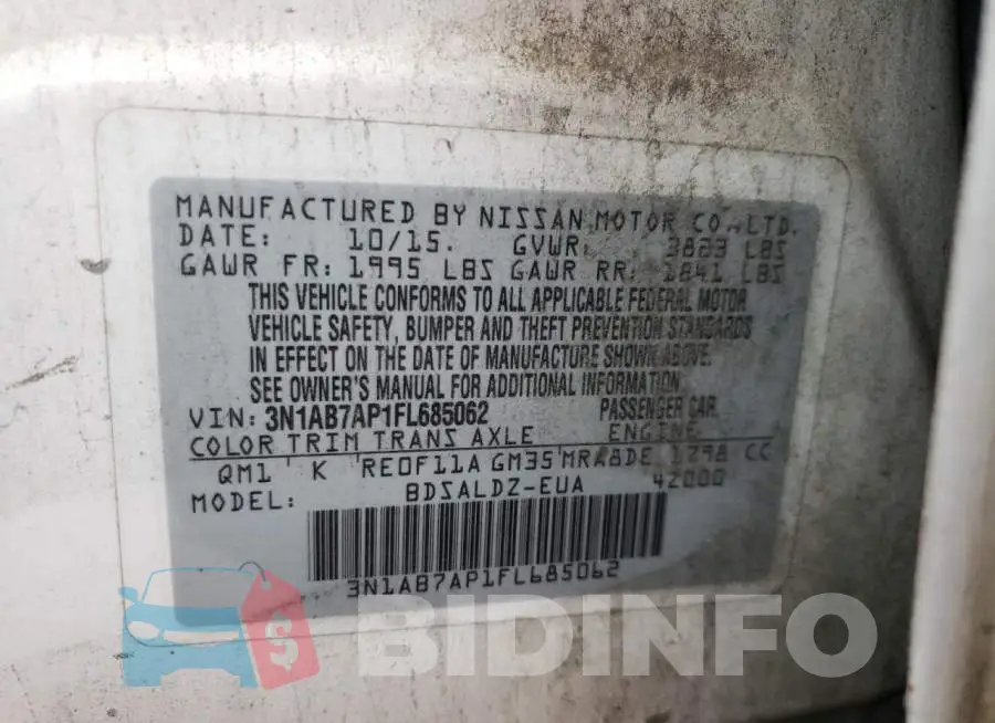 3N1AB7AP1FL685062 Photo# 12