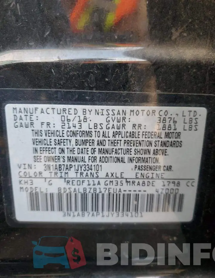 3N1AB7AP1JY334101 Photo# 13