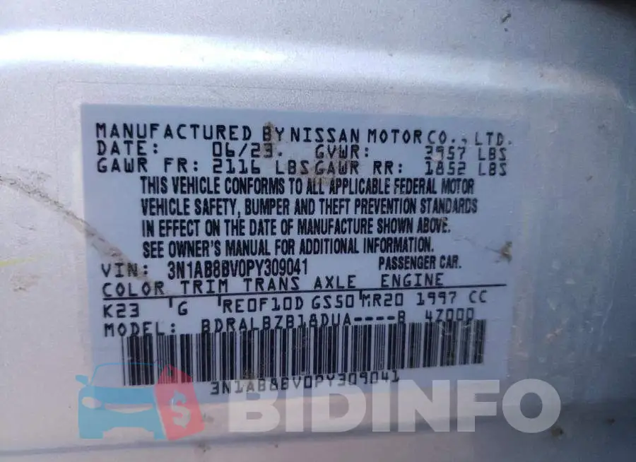 3N1AB8BV0PY309041 Photo# 12