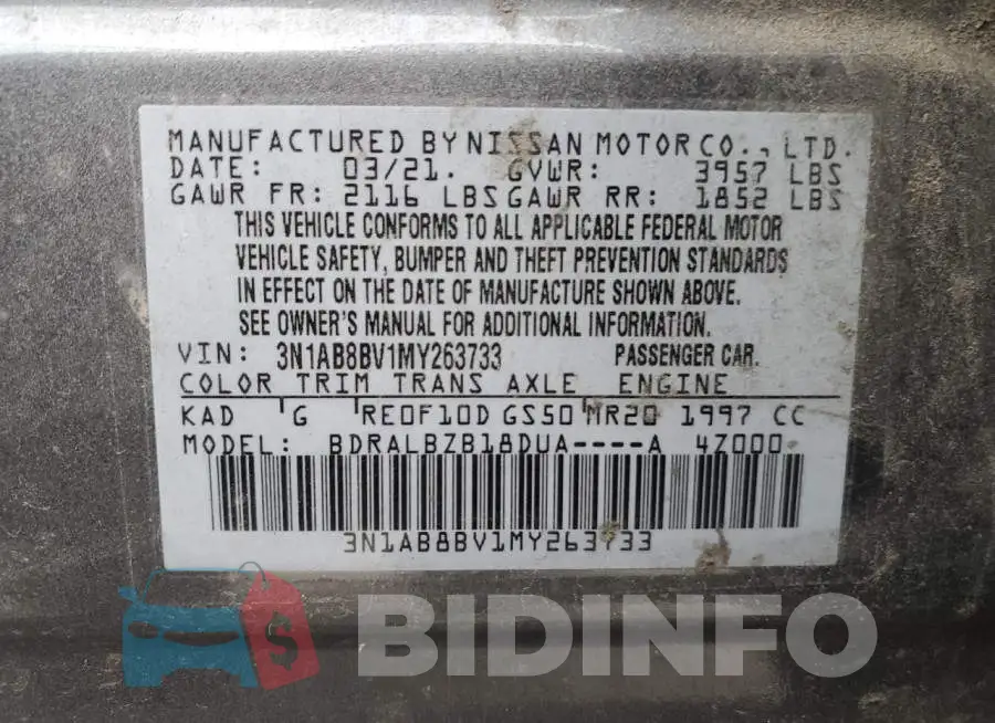 3N1AB8BV1MY263733 Photo# 13