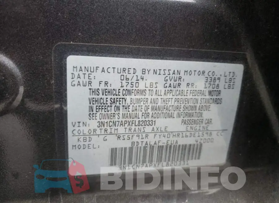 3N1CN7APXFL820331 Photo# 13