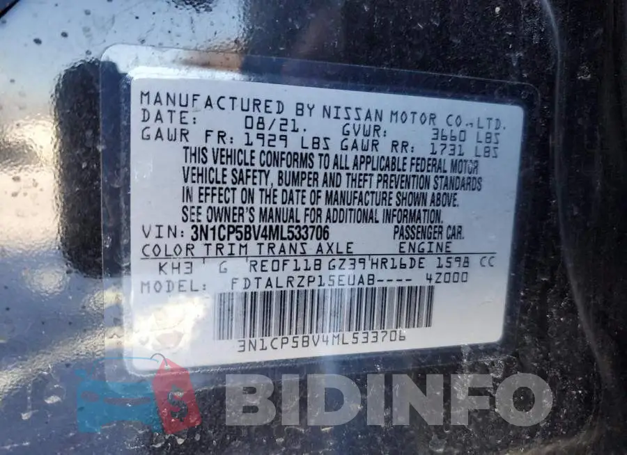 3N1CP5BV4ML533706 Photo# 12
