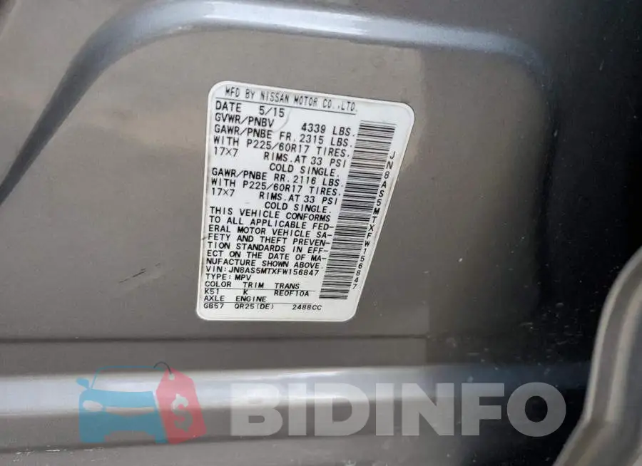 JN8AS5MTXFW156847 Photo# 13