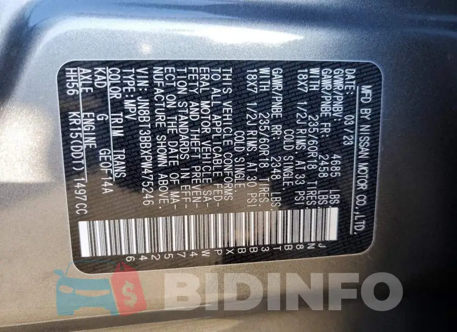 JN8BT3BBXPW475246 Photo# 13
