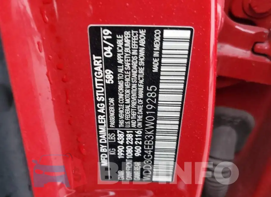 WDD3G4EB3KW019285 Photo# 12