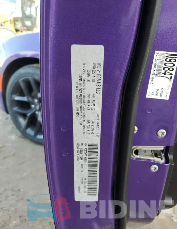 2C3CDXBG1KH588417 Photo# 12