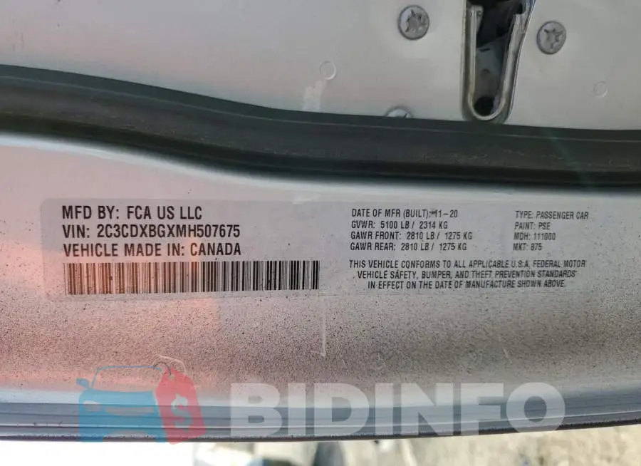 2C3CDXBGXMH507675 Photo# 12
