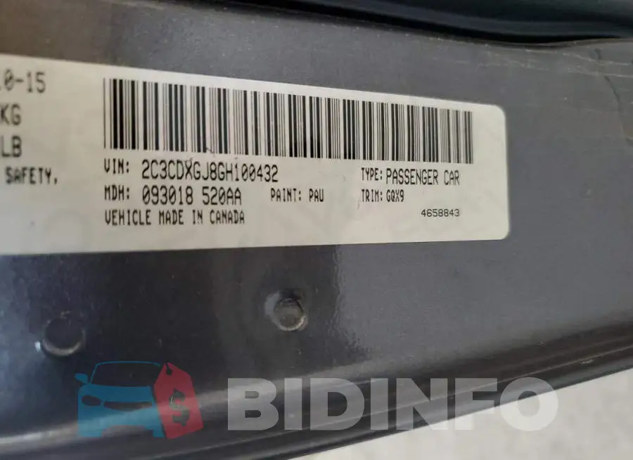 2C3CDXGJ8GH100432 Photo# 13