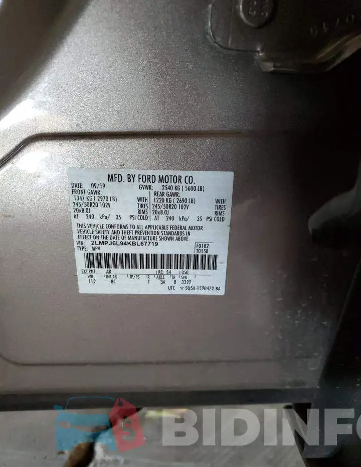 2LMPJ6L94KBL67719 Photo# 13
