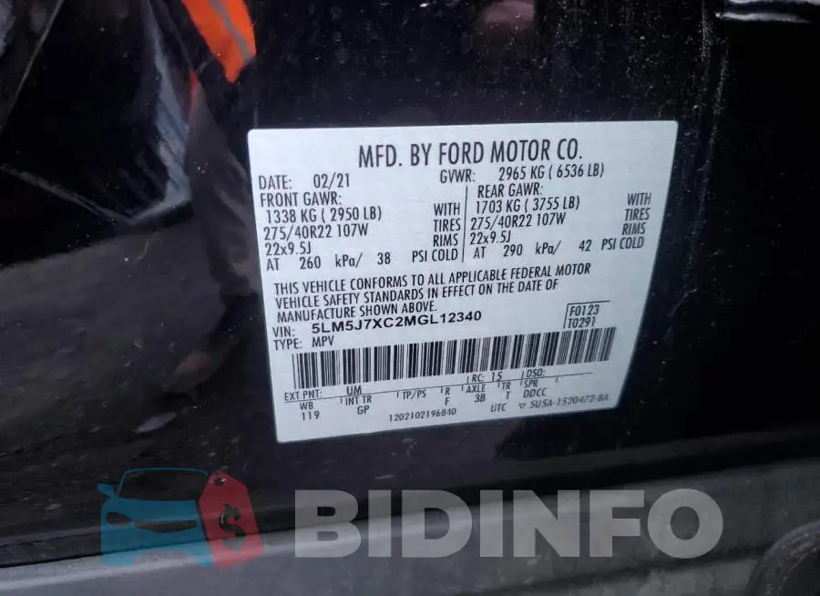 5LM5J7XC2MGL12340 Photo# 12