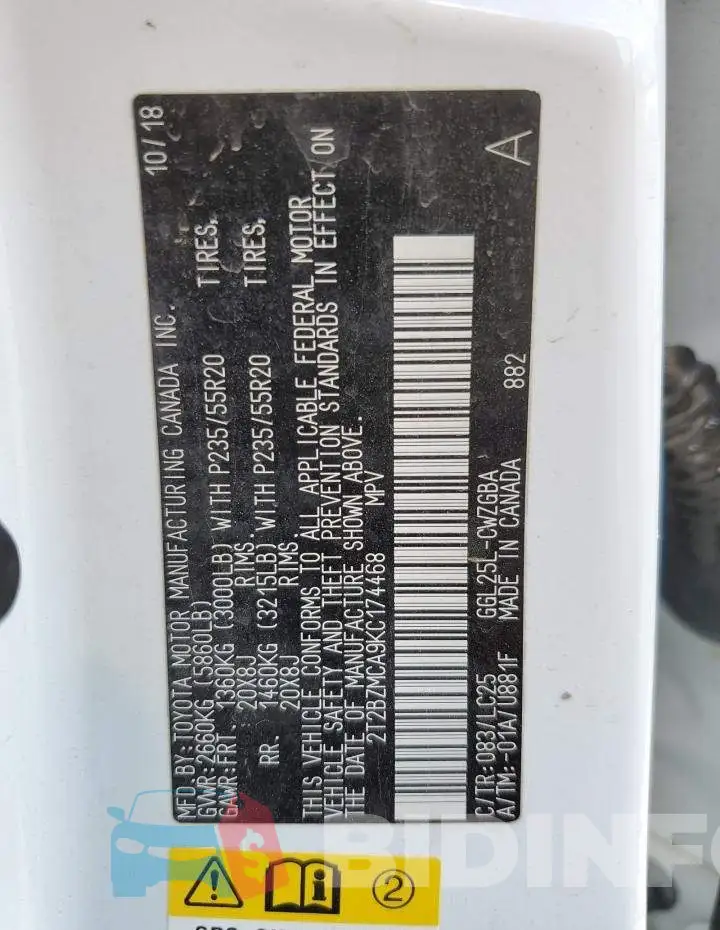 2T2BZMCA9KC174468 Photo# 10