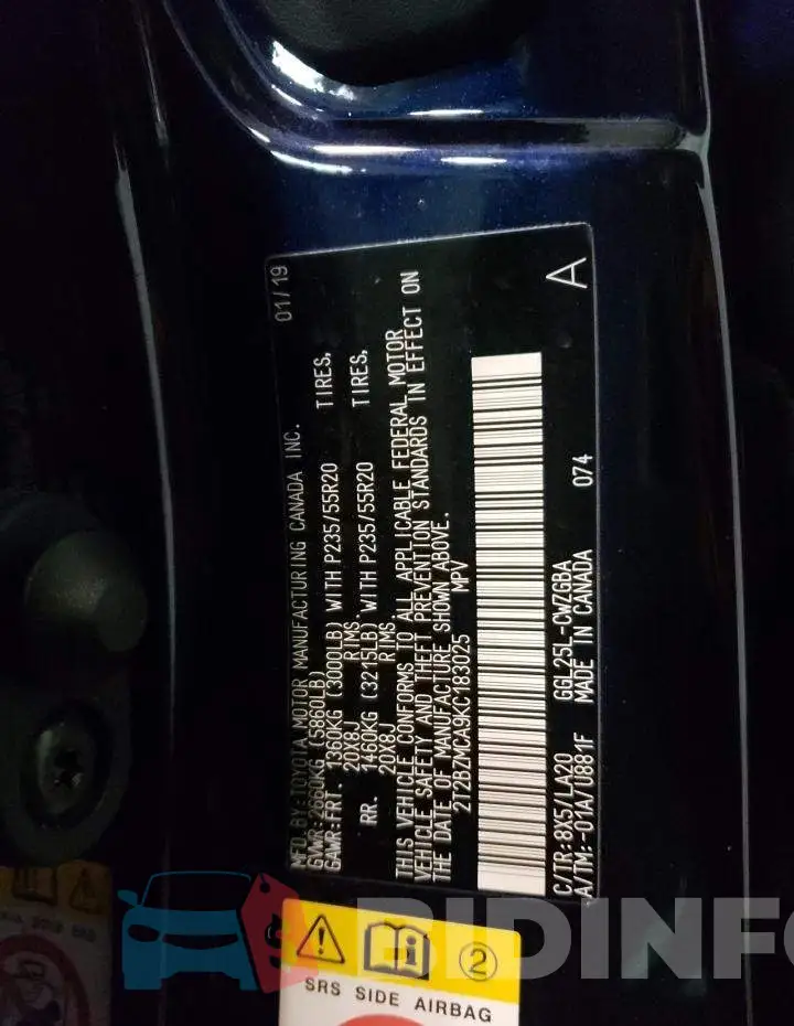 2T2BZMCA9KC183025 Photo# 14