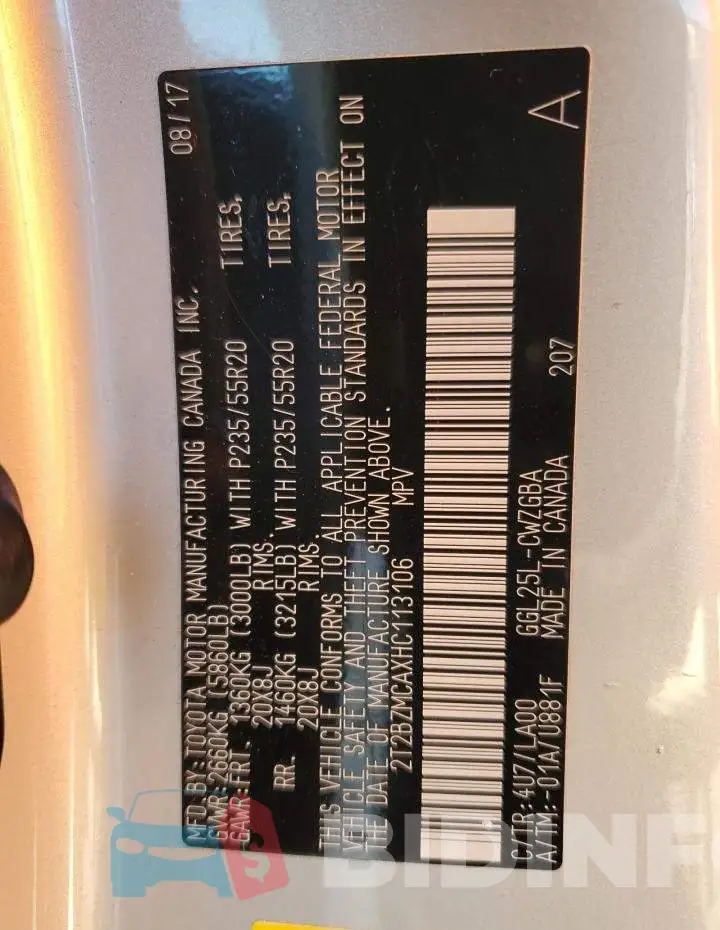 2T2BZMCAXHC113106 Photo# 12