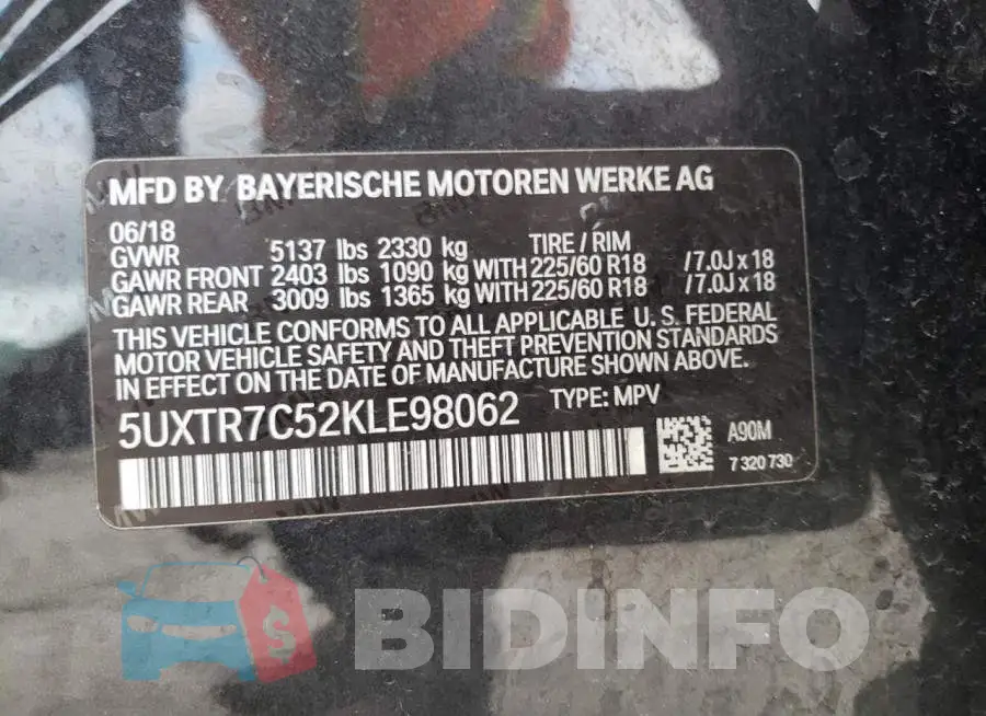 5UXTR7C52KLE98062 Photo# 13