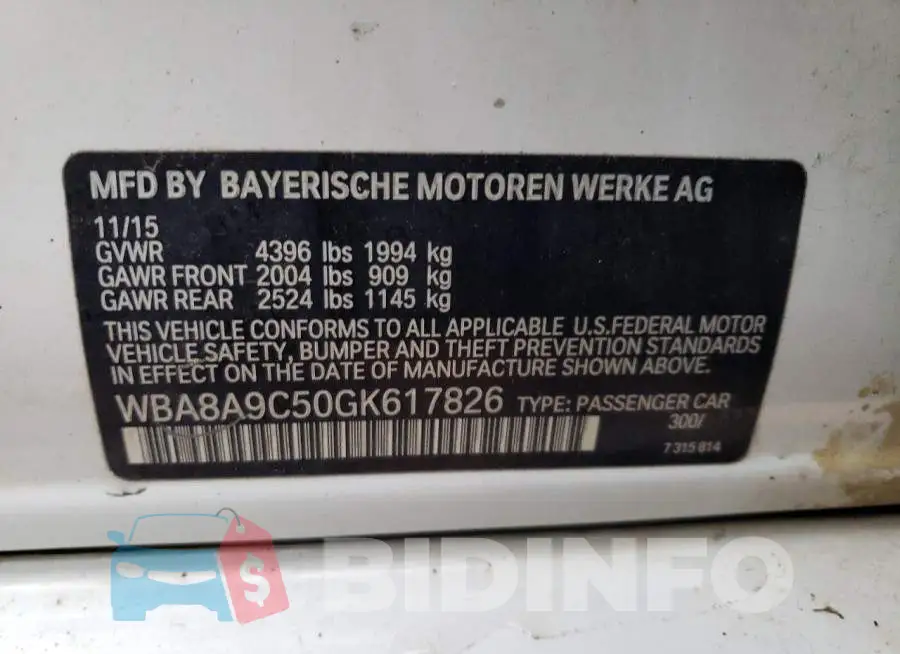 WBA8A9C50GK617826 Photo# 12