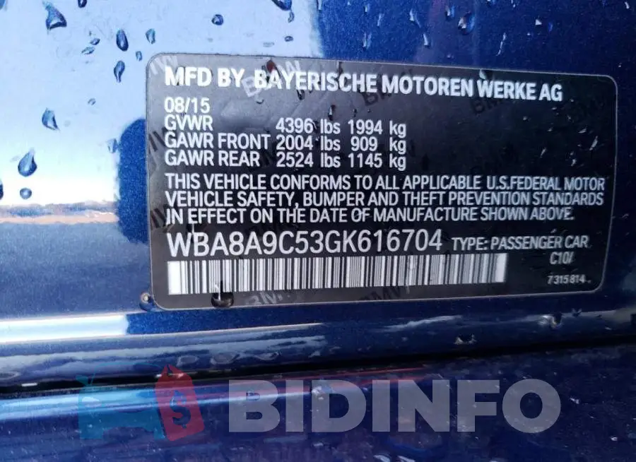 WBA8A9C53GK616704 Photo# 12