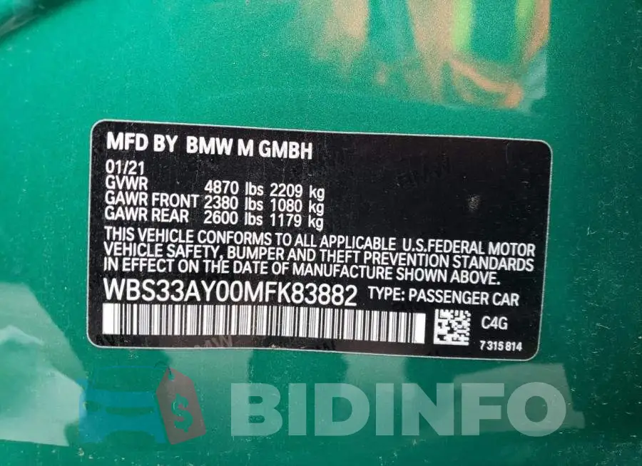 WBS33AY00MFK83882 Photo# 12