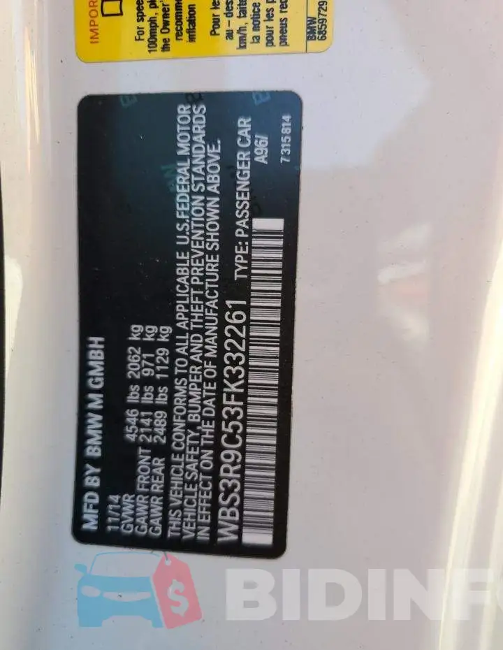 WBS3R9C53FK332261 Photo# 13
