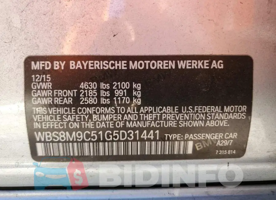 WBS8M9C51G5D31441 Photo# 12