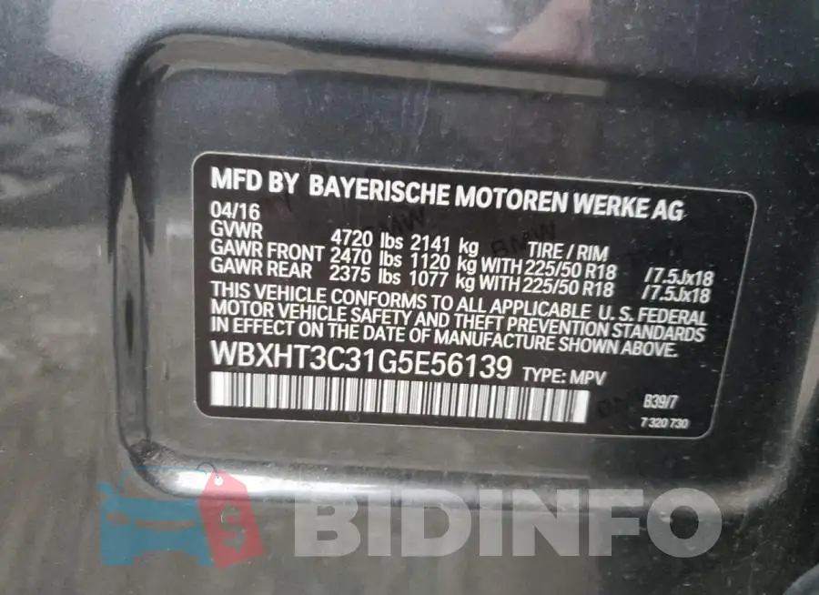 WBXHT3C31G5E56139 Photo# 13