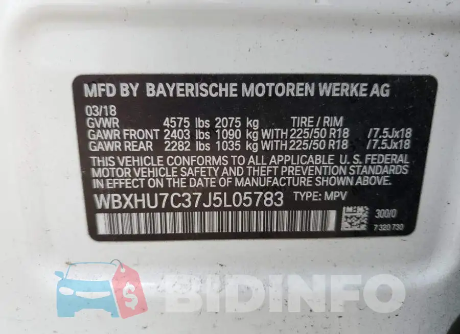 WBXHU7C37J5L05783 Photo# 12
