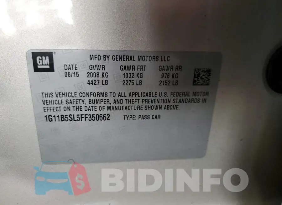 1G11B5SL5FF350662 Photo# 12