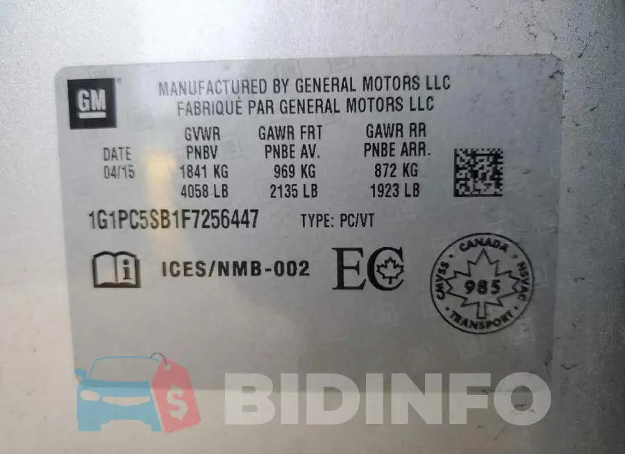 1G1PC5SB1F7256447 Photo# 13