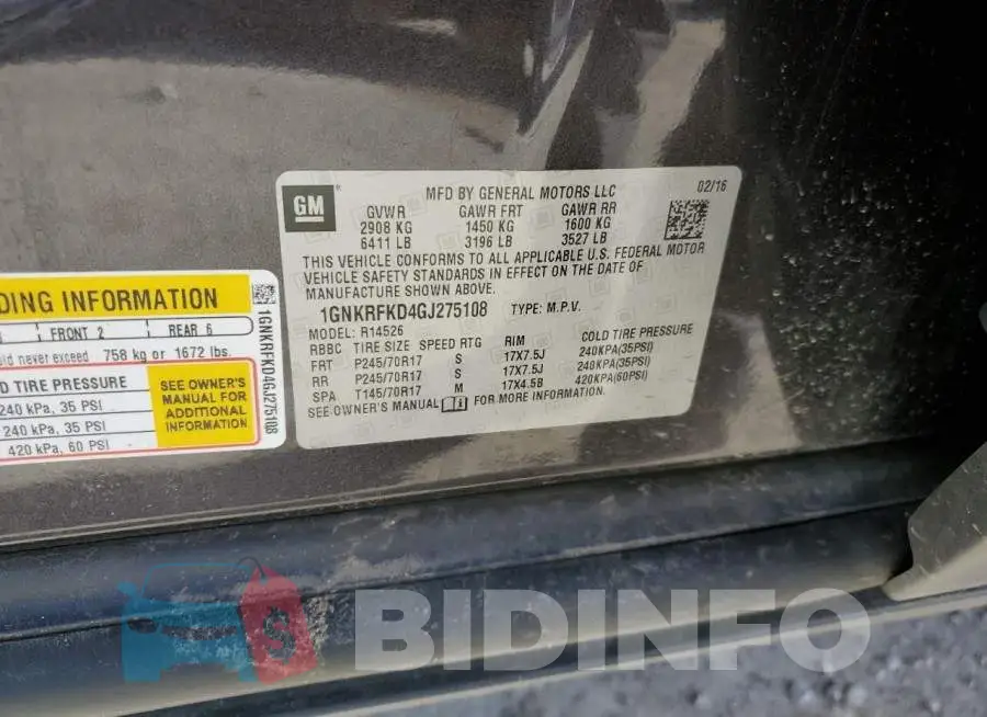 1GNKRFKD4GJ275108 Photo# 13