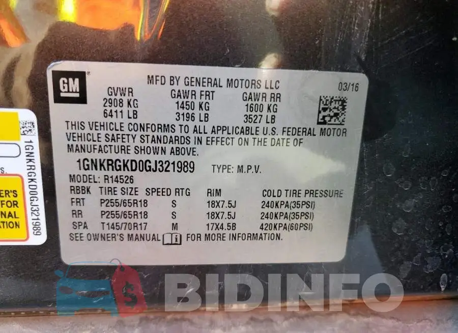 1GNKRGKD0GJ321989 Photo# 13