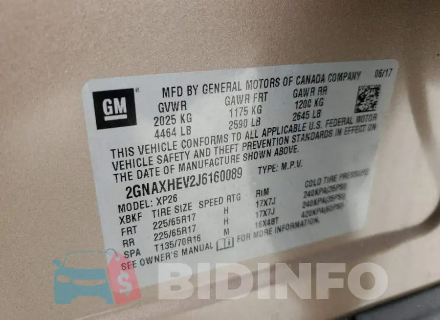 2GNAXHEV2J6160089 Photo# 13